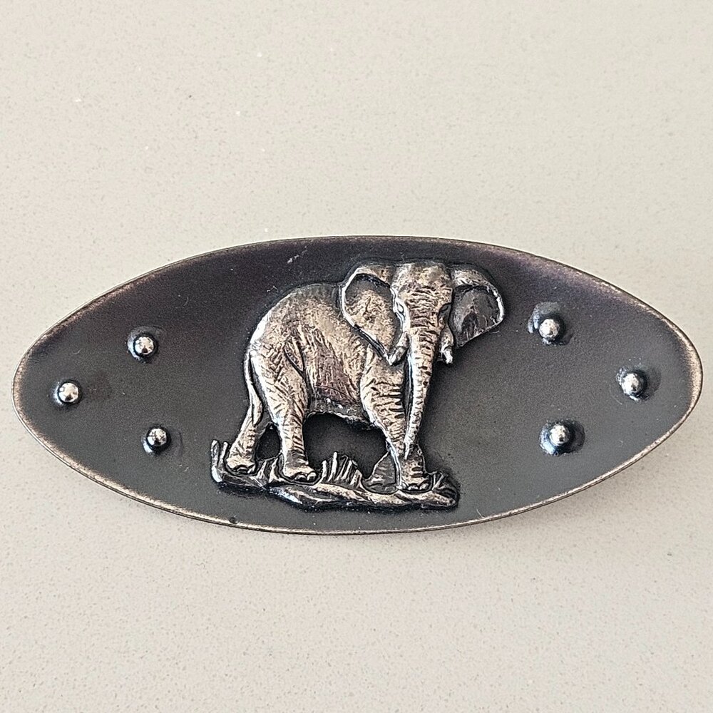 Vintage Designer Victoria Falls Sterling Silver Elephant Brooch 2.8" 19g